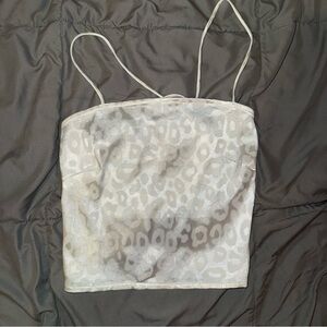 White Leopard Print Women's Top